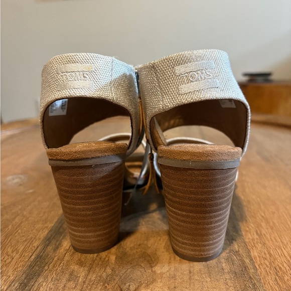 NWT Toms Womens Majorca Cutout Sandals Open Toe Zip Up Natural Yarn Dye Size 8.5 - Picture 3 of 9